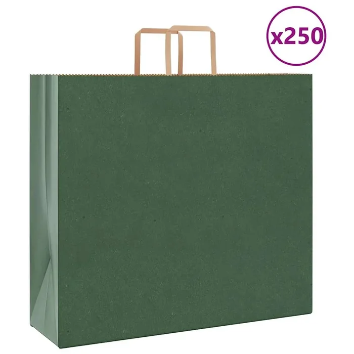 vidaXL Bolsas de papel con asas 250 uds verde 54x15x49 cm
