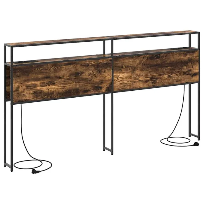 vidaXL Cabecera de almacenamiento con estante Roble ahumado 200 cm (3)