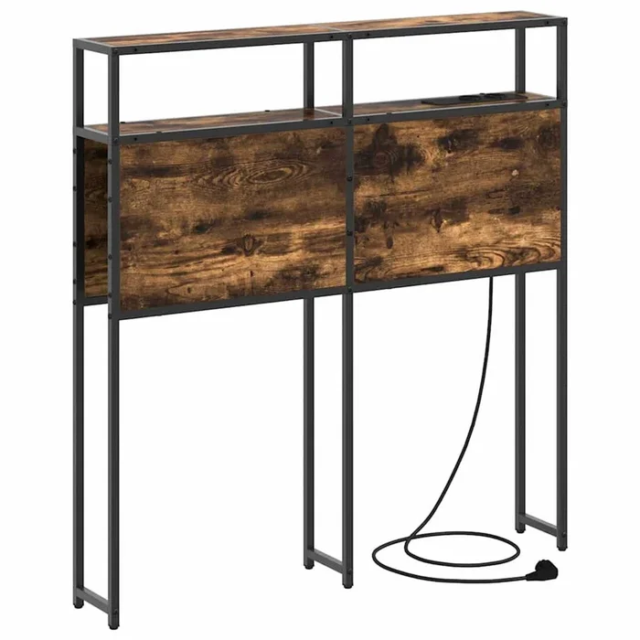 vidaXL Cabecera de almacenamiento con estante Roble ahumado 80 cm (3)