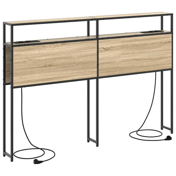 vidaXL Cabecera de almacenamiento con estante Roble Sonoma 140 cm (3)