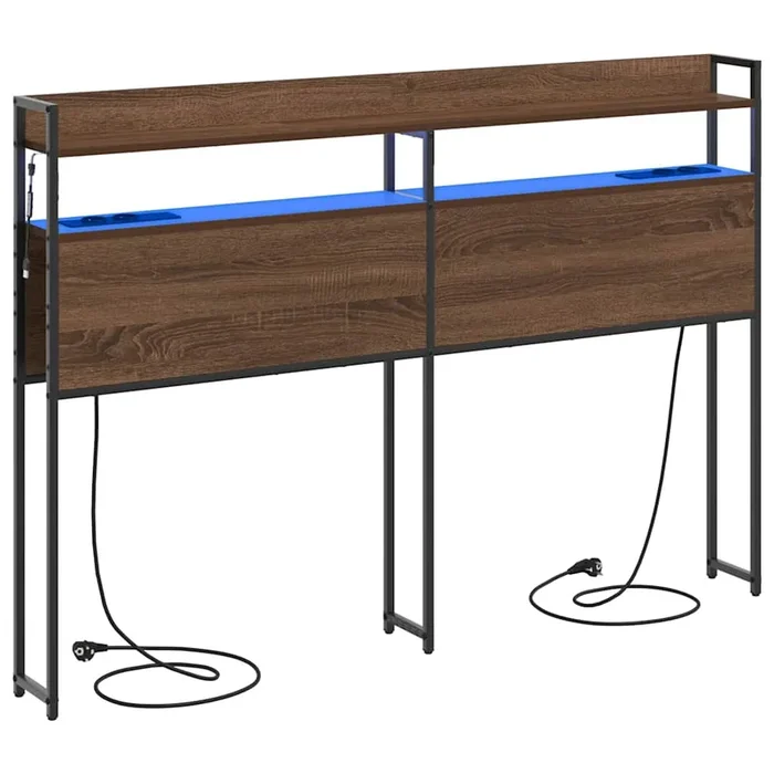 vidaXL Cabecero con estante Marrón roble 120 cm Madera contrachapada