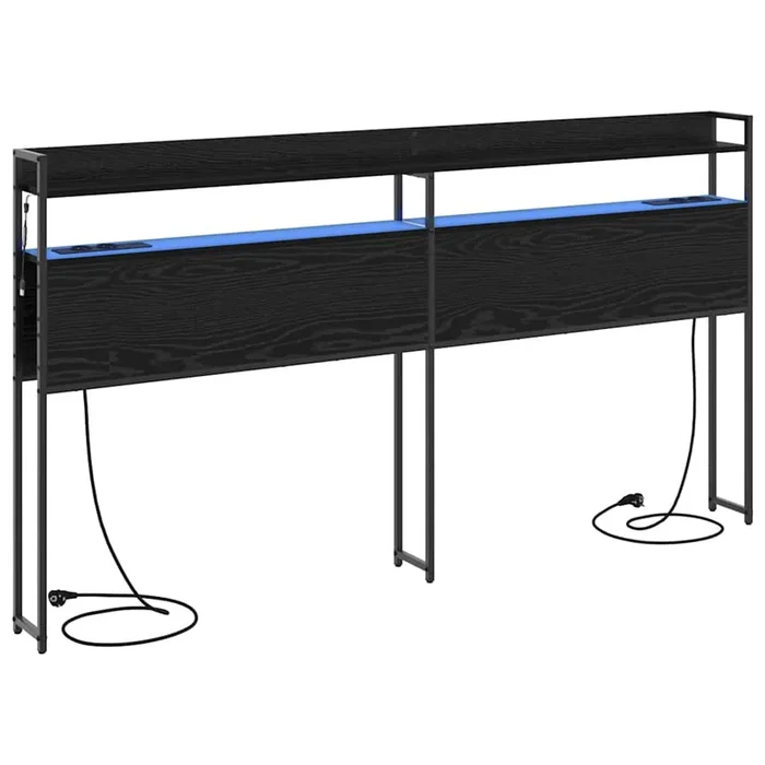 vidaXL Cabecero con estante Roble negro 200 cm Madera contrachapada