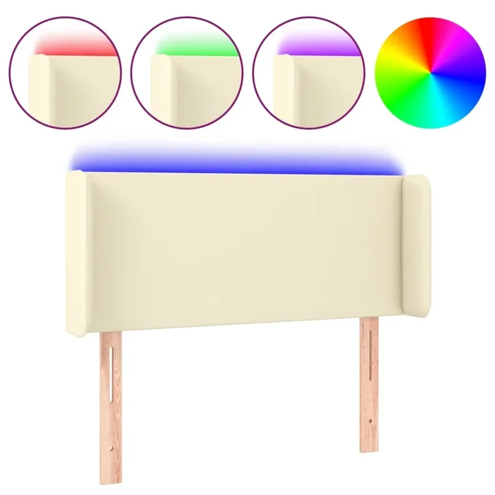 vidaXL Cabecero con LED cuero sintético crema 83x16x78/88 cm (2)