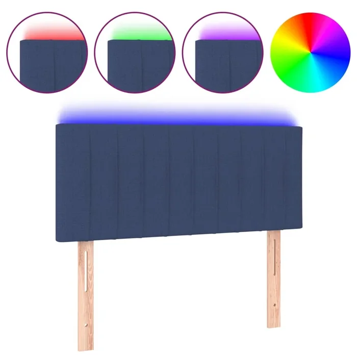 vidaXL Cabecero con LED de tela azul 100x5x78/88 cm (6)