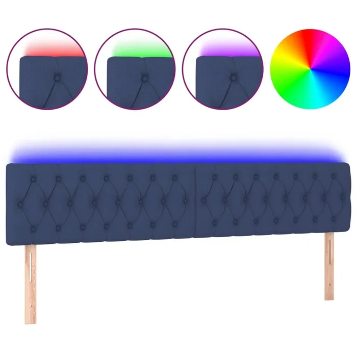vidaXL Cabecero con LED de tela azul 180x7x78/88 cm
