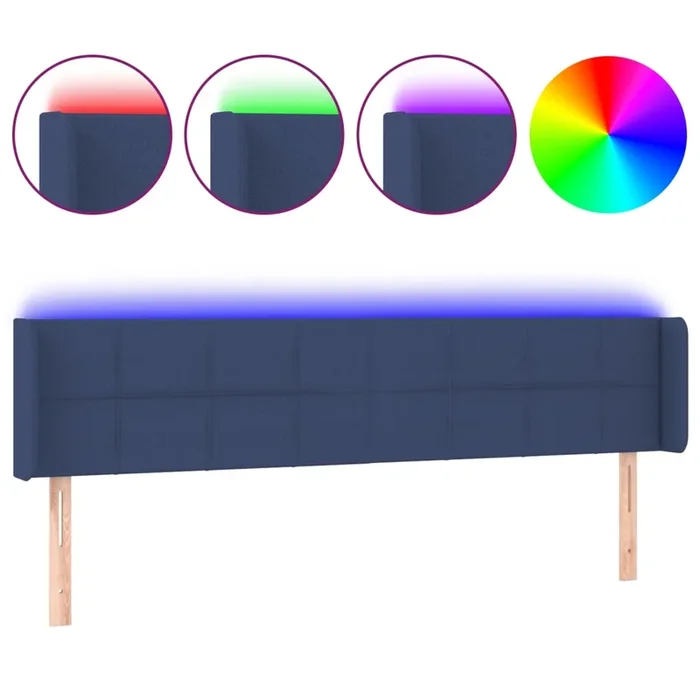 vidaXL Cabecero con LED de tela azul 183x16x78/88 cm (4)