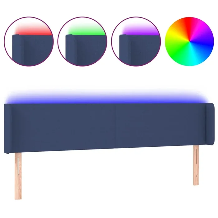 vidaXL Cabecero con LED de tela azul 183x16x78/88 cm (6)