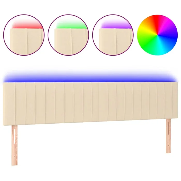 vidaXL Cabecero con LED de tela color crema 160x5x78/88 cm (4)