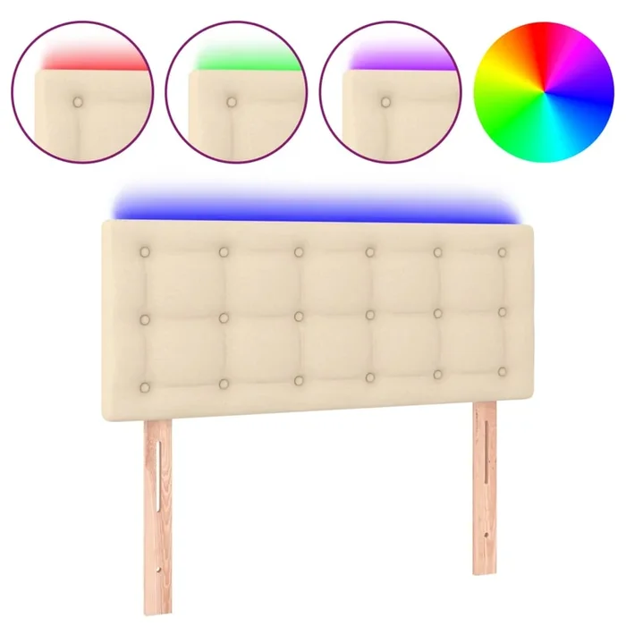 vidaXL Cabecero con LED de tela color crema 90x5x78/88 cm (5)