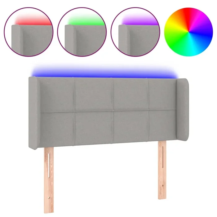 vidaXL Cabecero con LED de tela gris claro 103x16x78/88 cm (3)