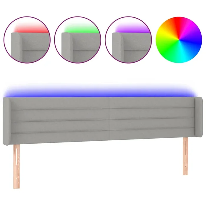 vidaXL Cabecero con LED de tela gris claro 163x16x78/88 cm (3)