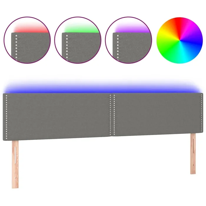 vidaXL Cabecero con LED de tela gris oscuro 180x5x78/88 cm (6)