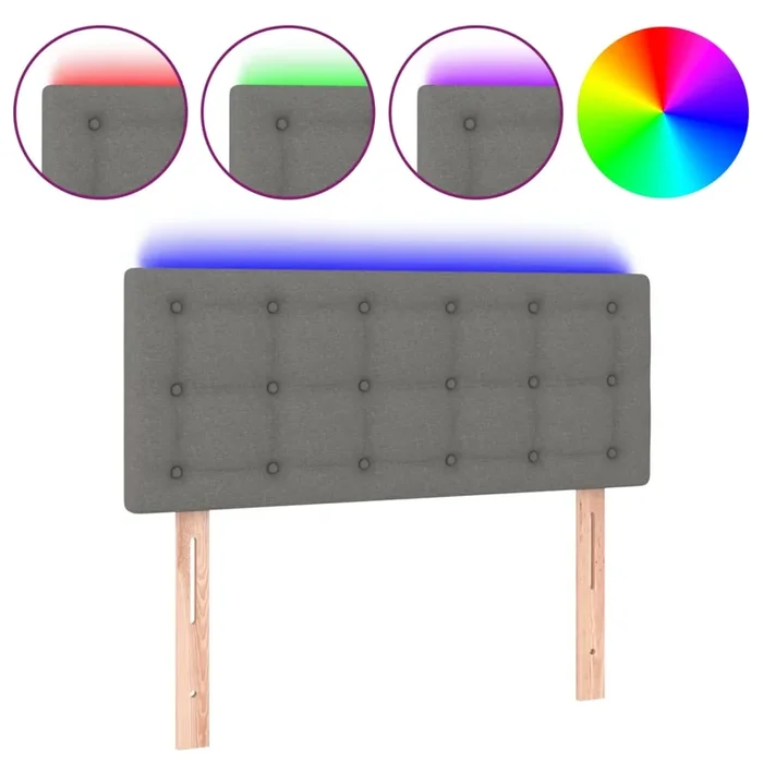 vidaXL Cabecero con LED de tela gris oscuro 80x5x78/88 cm (5)