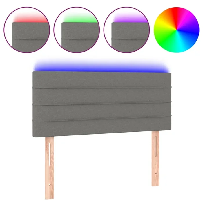 vidaXL Cabecero con LED de tela gris oscuro 90x5x78/88 cm (3)