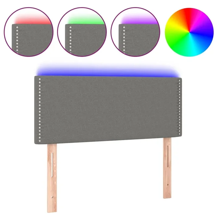 vidaXL Cabecero con LED de tela gris oscuro 90x5x78/88 cm (6)