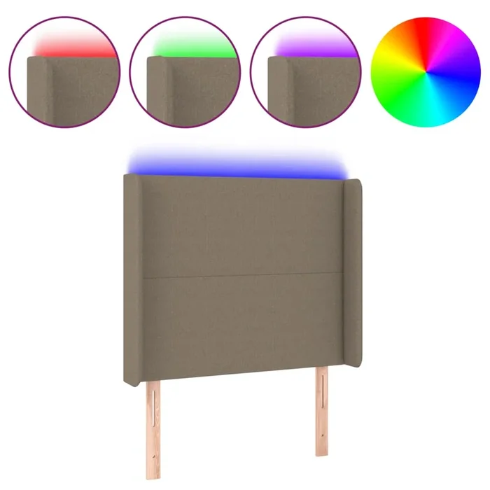 vidaXL Cabecero con LED de tela gris taupe 103x16x118/128 cm (6)