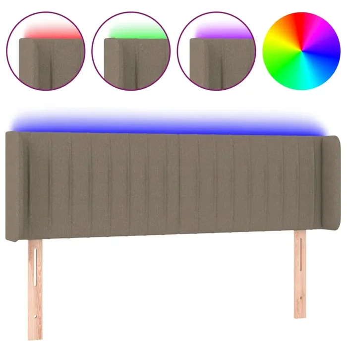 vidaXL Cabecero con LED de tela gris taupe 147x16x78/88 cm (3)