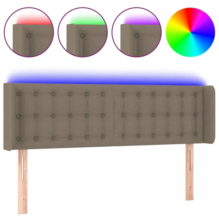 vidaXL Cabecero con LED de tela gris taupe 147x16x78/88 cm (5)