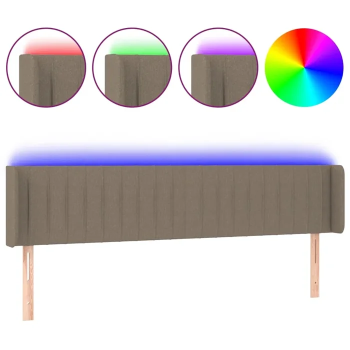 vidaXL Cabecero con LED de tela gris taupe 163x16x78/88 cm (2)