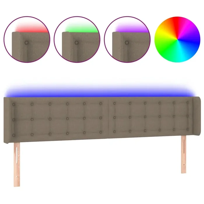 vidaXL Cabecero con LED de tela gris taupe 163x16x78/88 cm (4)