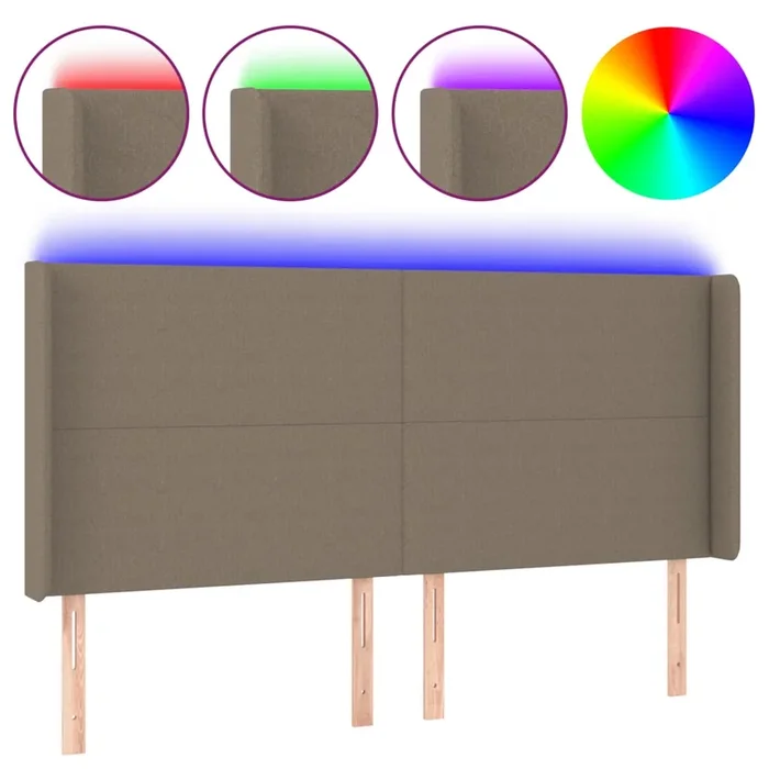 vidaXL Cabecero con LED de tela gris taupe 203x16x118/128 cm (6)