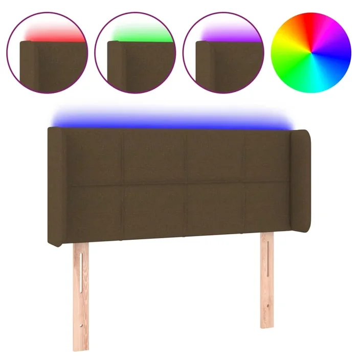 vidaXL Cabecero con LED de tela marrón oscuro 103x16x78/88 cm (7)