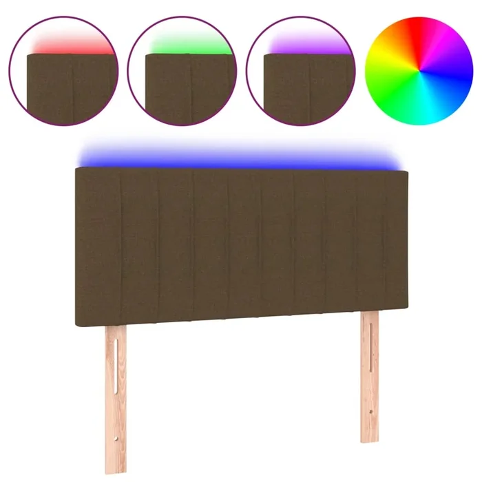vidaXL Cabecero con LED de tela marrón oscuro 90x5x78/88 cm (2)