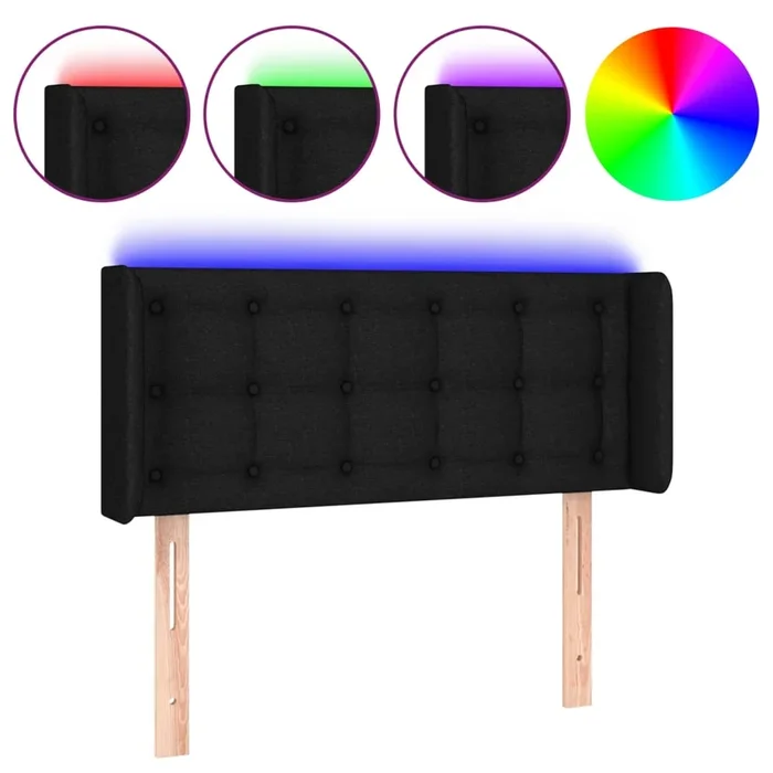 vidaXL Cabecero con LED de tela negro 103x16x78/88 cm