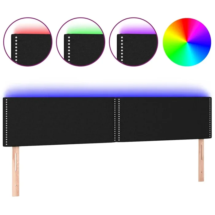 vidaXL Cabecero con LED de tela negro 200x5x78/88 cm
