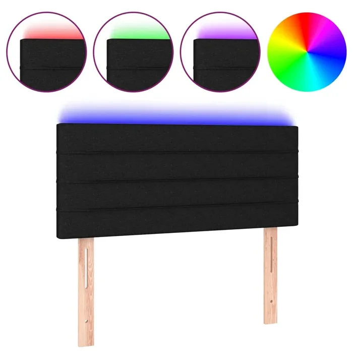 vidaXL Cabecero con LED de tela negro 80x5x78/88 cm (3)
