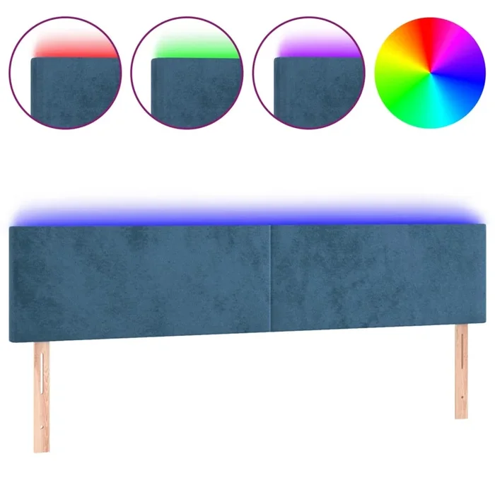 vidaXL Cabecero con LED de terciopelo azul oscuro 200x5x78/88 cm (6)