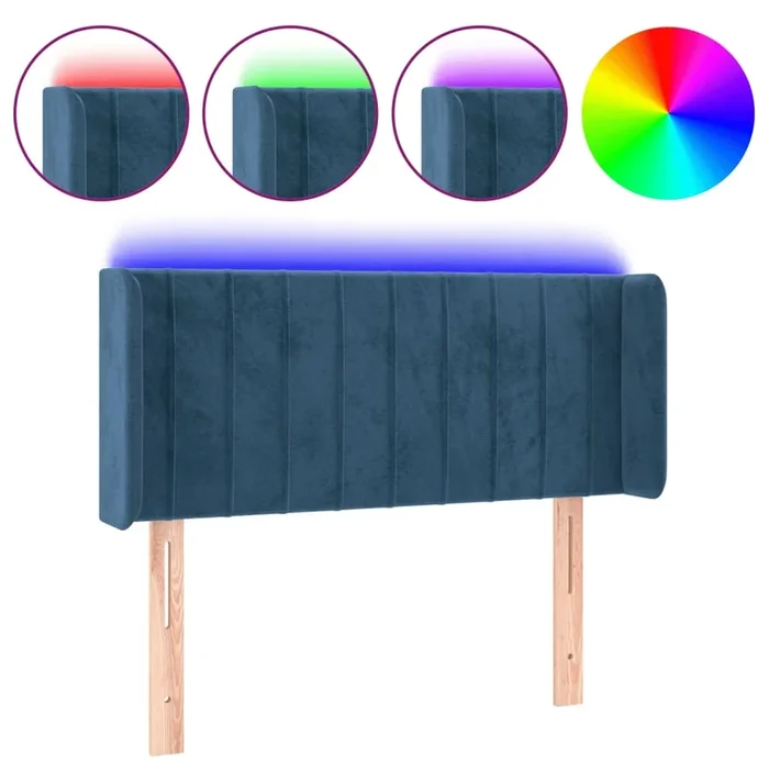 vidaXL Cabecero con LED de terciopelo azul oscuro 83x16x78/88 cm (3)