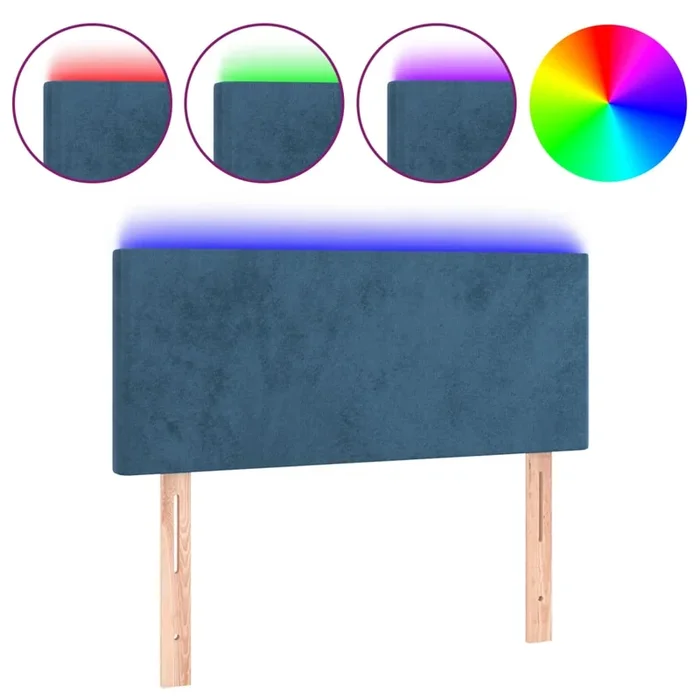 vidaXL Cabecero con LED de terciopelo azul oscuro 90x5x78/88 cm (5)