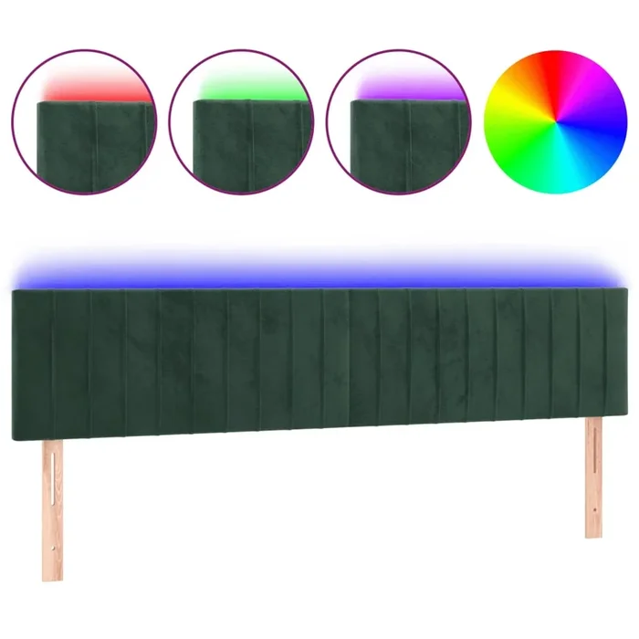 vidaXL Cabecero con LED de terciopelo gris oscuro 160x5x78/88 cm (7)