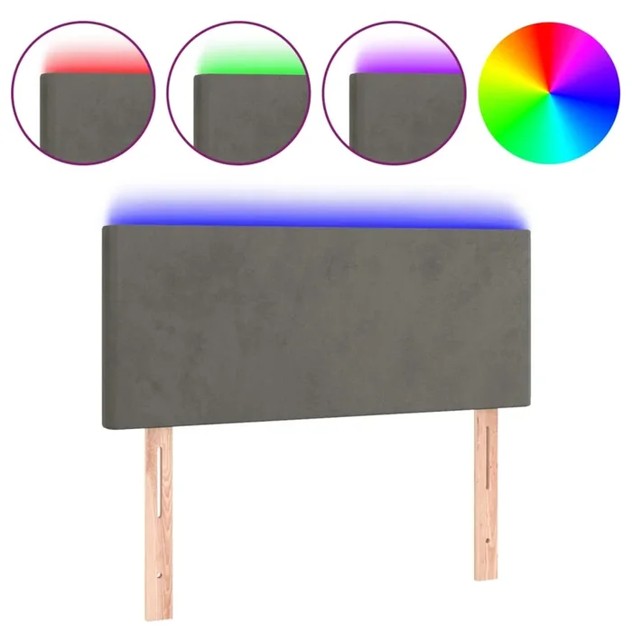 vidaXL Cabecero con LED de terciopelo gris oscuro 80x5x78/88 cm