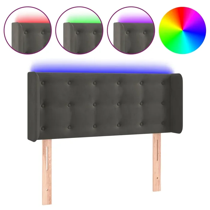 vidaXL Cabecero con LED de terciopelo gris oscuro 83x16x78/88 cm (2)
