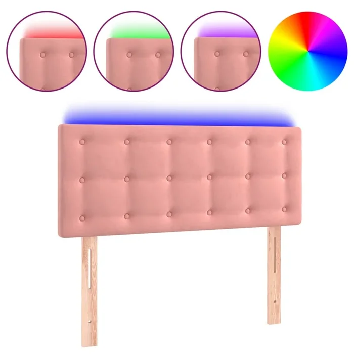 vidaXL Cabecero con LED de terciopelo rosa 100x5x78/88 cm (3)