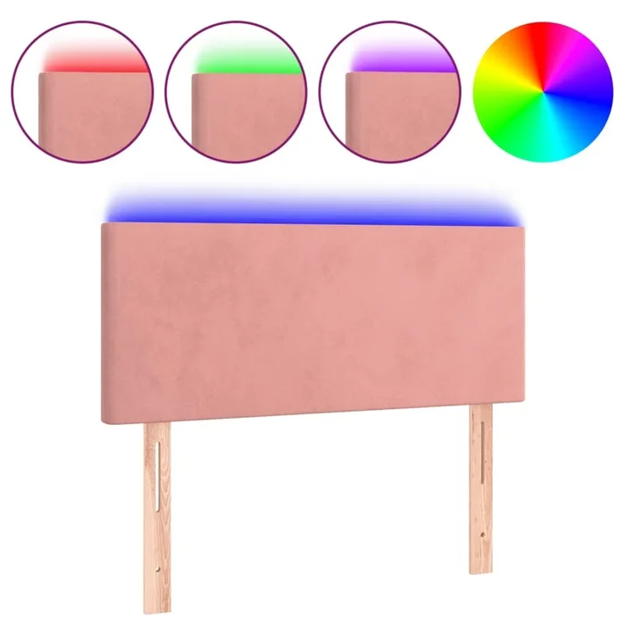 vidaXL Cabecero con LED de terciopelo rosa 80x5x78/88 cm (4)