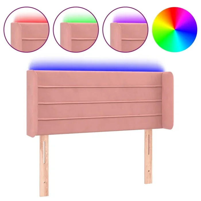 vidaXL Cabecero con LED de terciopelo rosa 83x16x78/88 cm (2)
