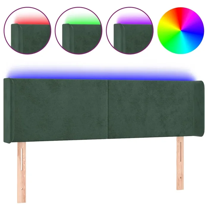 vidaXL Cabecero con LED de terciopelo verde oscuro 147x16x78/88 cm (2)