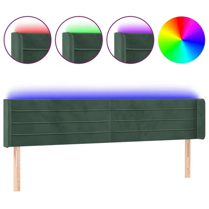 vidaXL Cabecero con LED de terciopelo verde oscuro 163x16x78/88 cm (7)