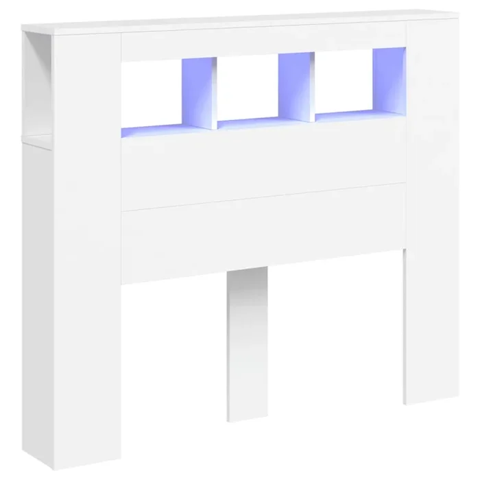 vidaXL Cabecero con LED madera de ingeniería blanco 120×18,5×103,5 cm