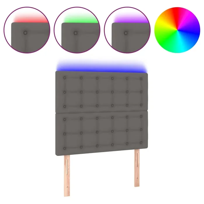 vidaXL Cabecero con luces LED cuero sintético gris 80x5x118/128 cm