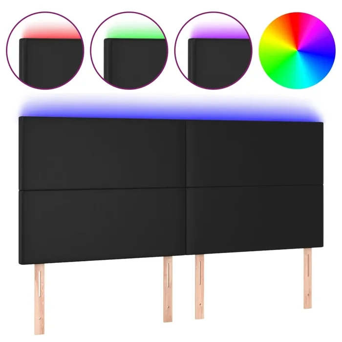 vidaXL Cabecero con luces LED cuero sintético negro 180x5x118/128 cm
