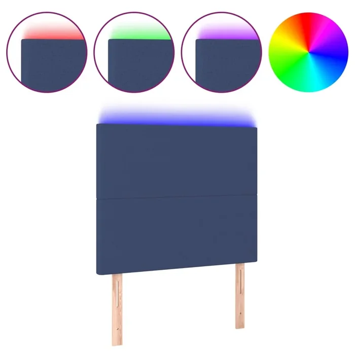 vidaXL Cabecero con luces LED tela azul 90x5x118/128 cm (3)