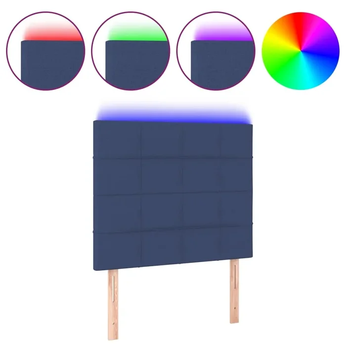 vidaXL Cabecero con luces LED tela azul 90x5x118/128 cm (4)