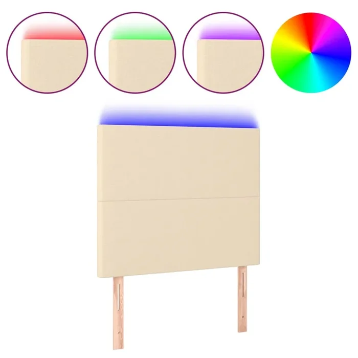 vidaXL Cabecero con luces LED tela crema 100x5x118/128 cm (4)