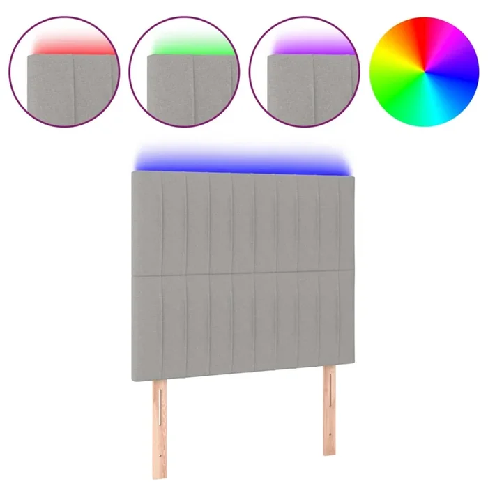 vidaXL Cabecero con luces LED tela gris claro 100x5x118/128 cm (4)