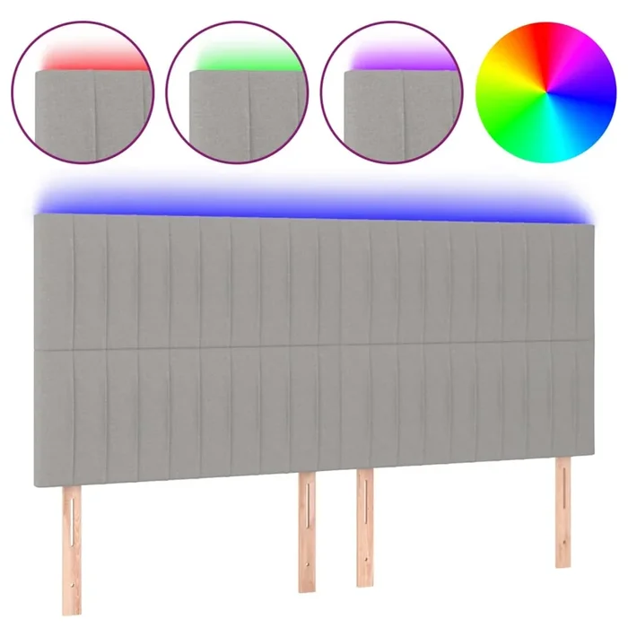 vidaXL Cabecero con luces LED tela gris claro 180x5x118/128 cm (3)