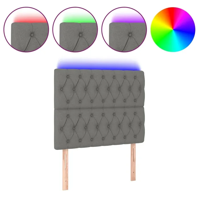 vidaXL Cabecero con luces LED tela gris oscuro 90x7x118/128 cm